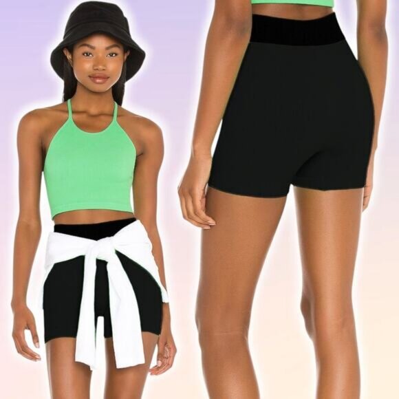 NWT FREE PEOPLE Movement Seamless Short Size XS Small Black - Picture 2 of 8